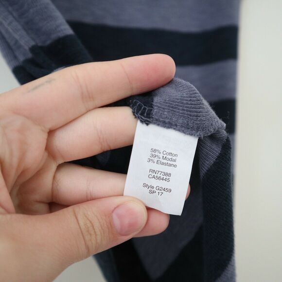 Madewell XXS Musical Tee Wide Rugby Stripe Blue Rib Knit Boatneck Short Sleeve - Picture 8 of 10